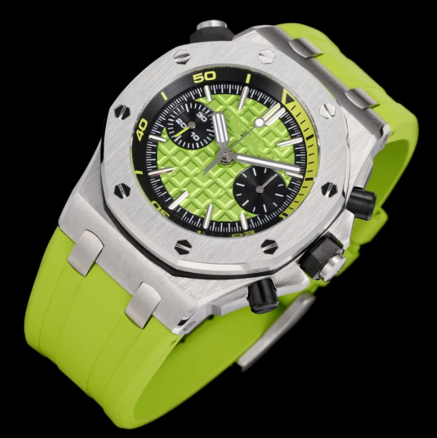 top Watch Audermarlies Offshore 26703 Green Rubber Automatic Watch 42MM Sport Luxury Watch.