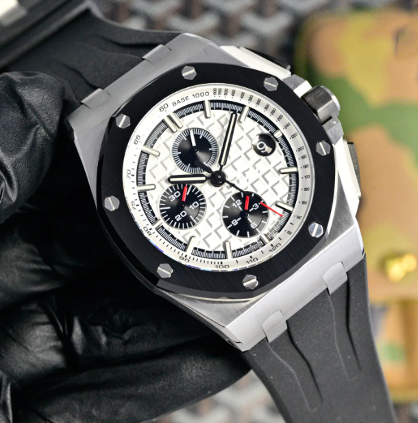 Watch Audermarlies Offshore 26400 White 44MM Automatic Watch Sapphire Dial Deep Waterproof Designer Watch.