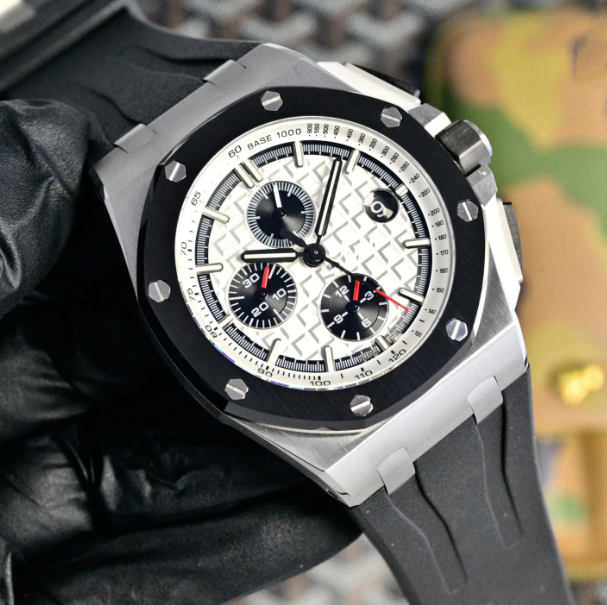 Watch Audermarlies Offshore 26400 White 44MM Automatic Watch Sapphire Dial Deep Waterproof Designer Watch.
