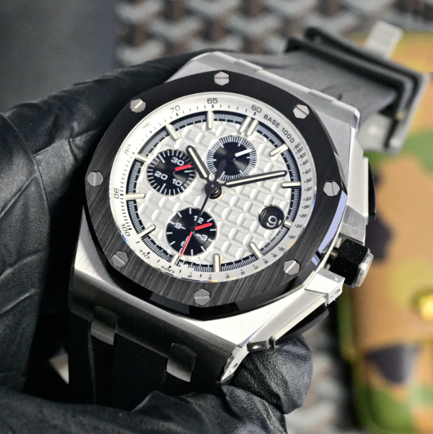 Watch Audermarlies Offshore 26400 White 44MM Automatic Watch Sapphire Dial Deep Waterproof Designer Watch.