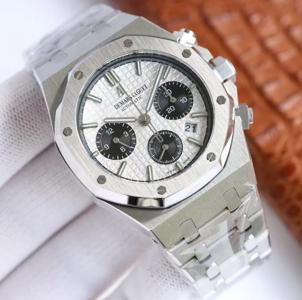 Vintage  Silver Luxury Men Watch Chronograph Panda Dial Automatic Mechanical Sapphire Waterproof Luminous Stainless Steel Business Sport Classic Mens Wristwatch