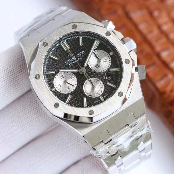 Vintage  Silver Luxury Men Watch Chronograph Panda Dial Automatic Mechanical Sapphire Waterproof Luminous Stainless Steel Business Sport Classic Mens Wristwatch