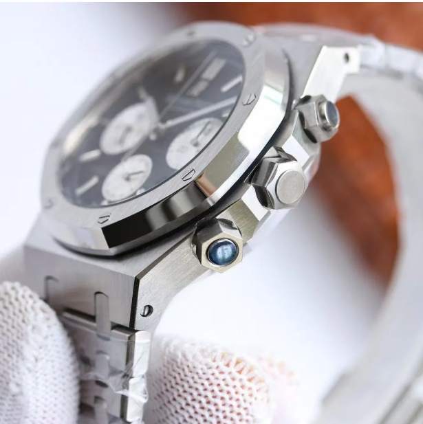 Vintage  Silver Luxury Men Watch Chronograph Panda Dial Automatic Mechanical Sapphire Waterproof Luminous Stainless Steel Business Sport Classic Mens Wristwatch